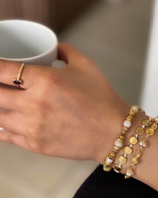 Gold Pearl Hematite Bracelet