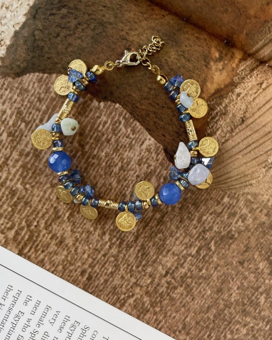 Gold Coin Aquamarin Bracelet