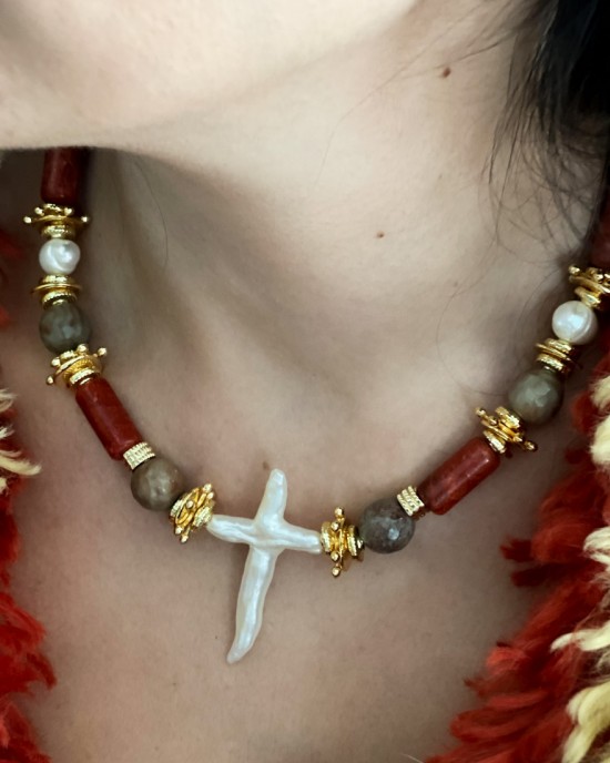 Pearl Agath Coral Necklace